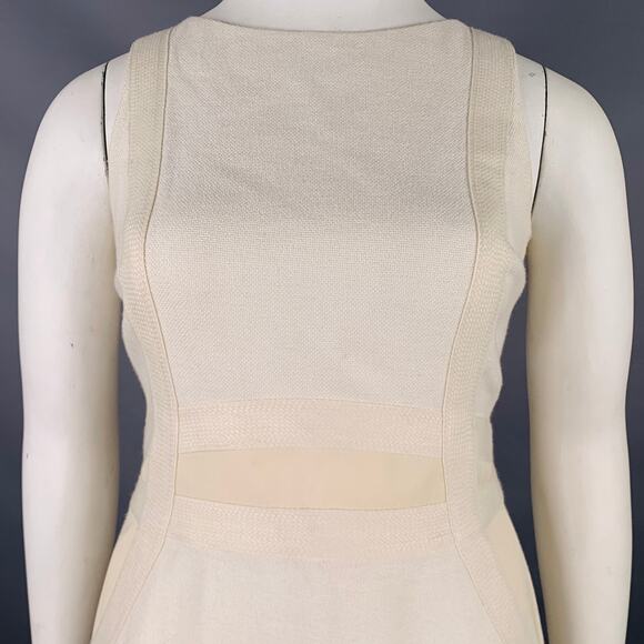 AKRIS Size 10 Cream Cotton Textured Sleeveless Dress - Picture 2 of 9